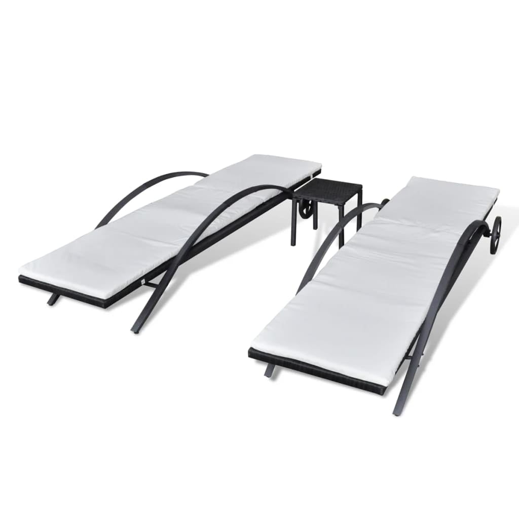 VidaXL Poly - Conjunto de tumbona de ratán, color marrón/negro