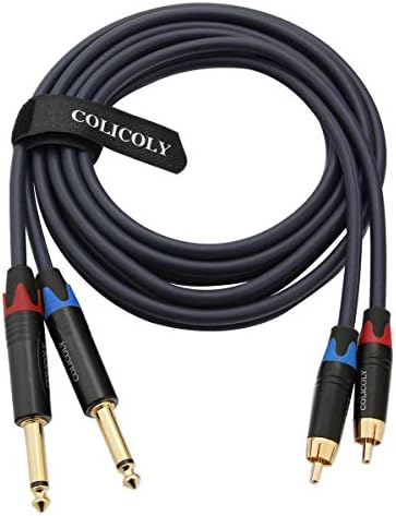COLICOLY Dual 1/4 TS to Dual RCA Stereo Interconnect Cable -1M