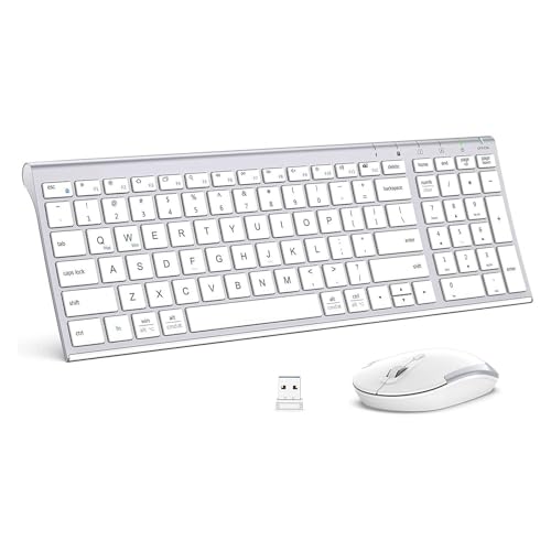 iClever Wireless Keyboard & Mouse Combo GK03-2.4G Portable Wireless Keyboard Mouse with Rechargeable Battery, Ergonomic Design, Full Size, Slim & Thin