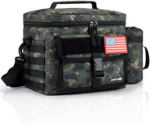 JOYHILL Tactical Lunch Box for Men, Insulated Lunch Bag with Detachable Bottle Pouch Holder, Medium Durable Thermal Cooler Bag for Adult, Modern Leakproof Bag for Adult Work, Camping, Picnic, Spot
