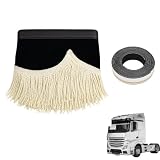 ANEELV - Cortinas para camiones con borlas, parasol para todos los camiones, ofrece protección solar para camiones Maarken (negro, borlas blancas)
