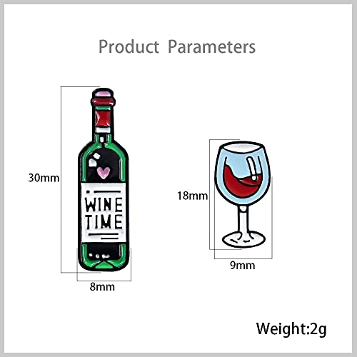 Image of Mini Red Wine Bottle Small Cup Brooch Pin for Women Girls Men Fashion Enamel Cartoon Lapel Pins Cute Dress Accessories Unisex Birthday Party Jewelry Dainty for Friend 2 Pcs