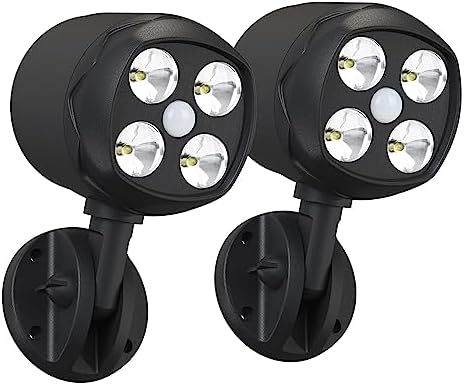 Yuyotrre Motion Sensor Outdoor Lights,2 Pack Spot Lights Battery Powered Provide 12W 600 Lumen 6000K Waterproof LED Lights Cordless Light with Adjustable Heads Used for Garden Yard and Stairs