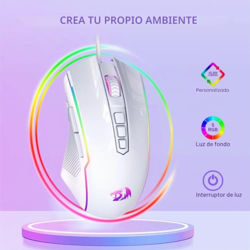 Ratón para juegos de PC con 8000 dpi ajustable y botones macro programables 2