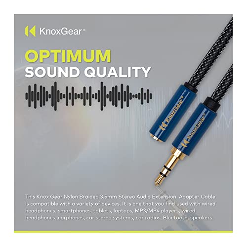 Knox Gear Nylon Braided 3.5mm Male-Female Audio Extension Adapter Cable (6-Feet) by Knox Gear - Image 5