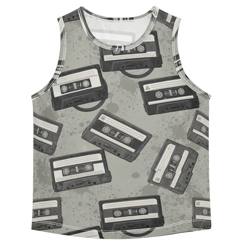 J JOYSAY Vintage Music Tape Gray Boys Tank Top Sleeveless Muscle Shirts Quick Dry Sport Workout Active Kids T-Shirts 3-15T