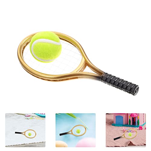 Zerodeko Home Decor Pink Decor Mini Tennis Racket, Dollhouse Accessories 1:12, Mini Sports Tennis Racket And Ball Set For Mini Dollhouse Cake Topper Landscape Craft Decor Home Decor Pink Decor #TOP1