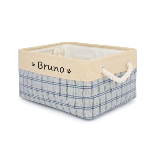 Dog Toy Storage Basket Personalised,Dog Toy Box Personalised,Dog Toy Storage Basket,Dog Toy Storage Large Basket,Chien Accessoires,Accessoire Chien Panier (L(40x30x21cm),Cyann Beige) Cover