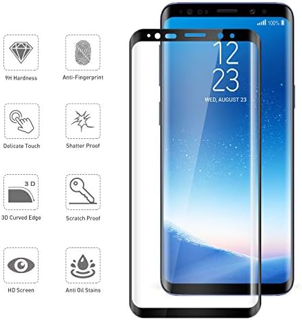 Tentoki Screen Protector Compatible with Samsung Galaxy S8 Plus / S8+, [2-Pack] HD Full Coverage Tempered Glass Screen Protector for Samsung Galaxy S8 Plus / S8+