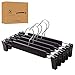 VEHHE Pants Hangers Skirt Hangers, 16 Pack Black Plastic Dress Trousers Pant Hanger with Non-Slip Big Clips and 360 Rotatable Hook (Black) (Black)