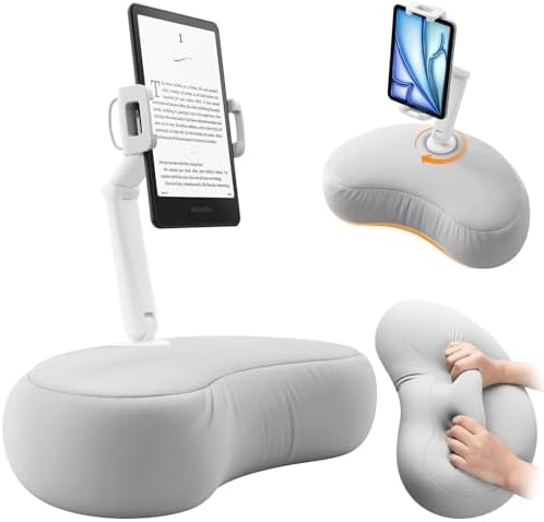 SAIJI Kindle Pillow Stand for Bed – iPad & Tablet Holder (Gray)