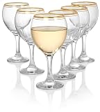 Red Co. Set of 6 Clear Glass 6.75 fl oz Stemmed All-Purpose White Wine Goblets with Golden Rims