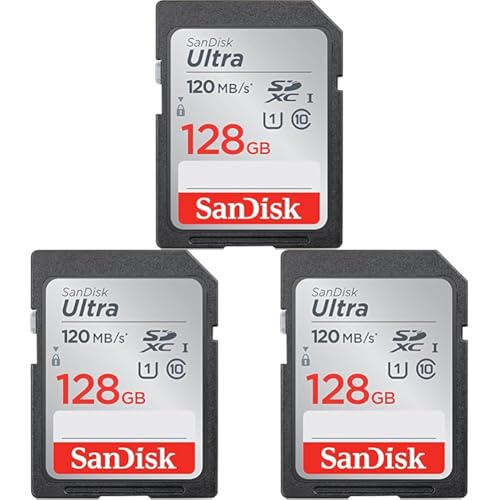 Image of SanDisk 128GB Ultra SDXC UHS-I Memory Card - 120MB /s, C10, U1, Full HD, SD Card - SDSDUN4-128G-GN6IN [Older Version] (Pack of 3)