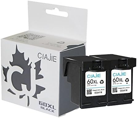 CIAJIE Waterproof Ink Reman HP 60XL Show Ink Level Ink Cartridge(Capacity Up to 200%) for HP Deskjet F4500, HP Envy 100 114 120, Photosmart C4700 C4780 D110 (2Black)