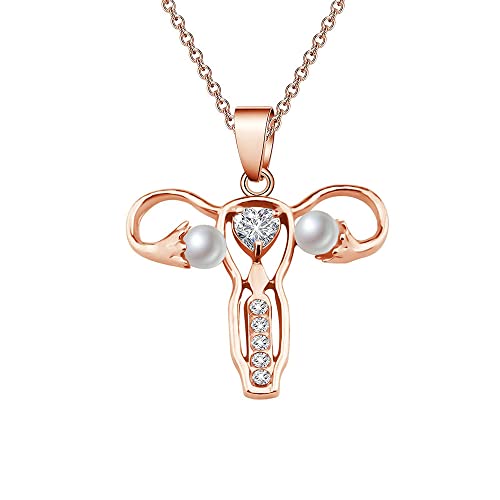 RTY Human Organ Female Uterus Shape Pendant Necklace Gynecologist Jewelry for Doctor Nurse Medical Students Nurses's Day Gift