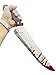 Rubber Johnnies Falso Myers - Cuchillo de carnicero sangriento, con seguro, 46 cm de largo, mango marrón, accesorio de película de Halloween