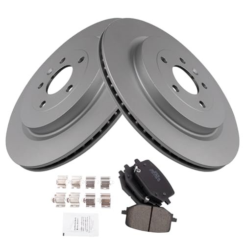 Image of TRQ Rear Brake Pad and Rotor Set Ceramic G Coated Rotors Compatible with 2013-2019 Ford Police Interceptor Utility