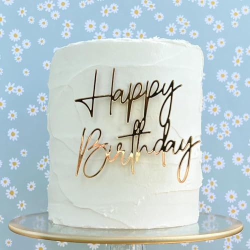 Happy Birthday decorazione torta 1 pezzo specchio dorato decorazione torta per ragazzi ragazze compleanno torta topper torta torta topper per torta di compleanno dessert