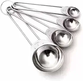 Mimo Style Conjunto de 4 Colheres Medidoras, Próprias Para Ingredientes Secos ou Líquidos, Possui Marca de Capacidade Nas Alças, Produto Leve e Fácil de Manusear, Material de Aço Inox de Qualidade