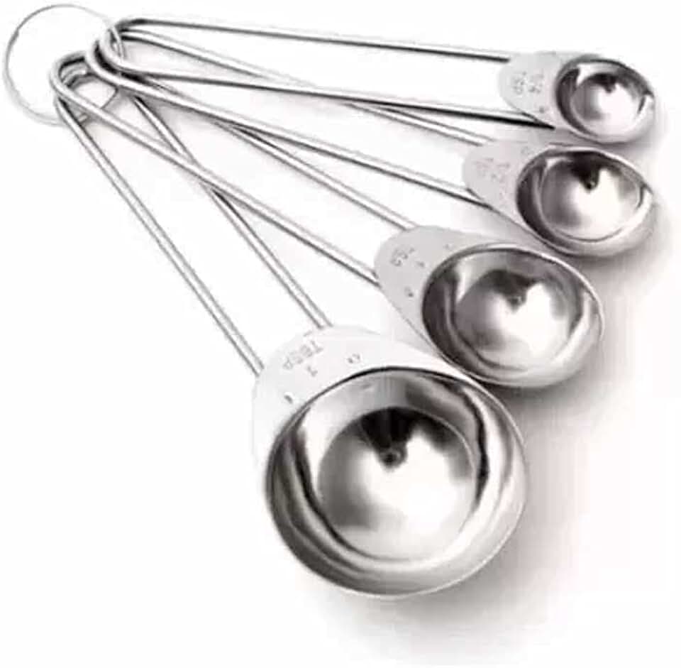 Mimo Style Conjunto de 4 Colheres Medidoras, Próprias Para Ingredientes Secos ou Líquidos, Possui Marca de Capacidade Nas Alças, Produto Leve e Fácil de Manusear, Material de Aço Inox de Qualidade
