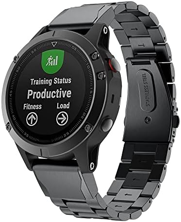 YOOSIDE for Garmin Fenix 7 / Fenix 6 / Fenix 5 Plus Quick Fit Watch Strap, 22mm Stainless Steel Metal Replacement Wrist Band for Garmin EPIX 2,Fenix 6 Pro, Approach S62,Forerunner 955 (Black)