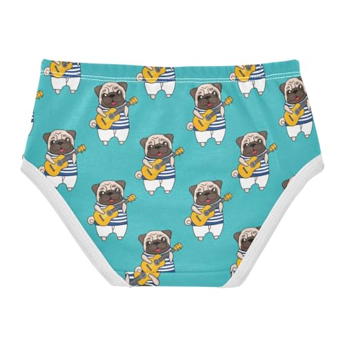 Joisal Pug Playing Guitar Panties Little Girl Toddler Underwear Floral Cotton Stylish Briefs Girls Undies 2t2