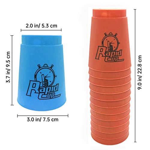Erlsig 24 Pack Sports Stacking Cups, Quick Stack Cups Set Speed Training Game For Travel Party Challenge Competition, Blue+Orange #TOP1