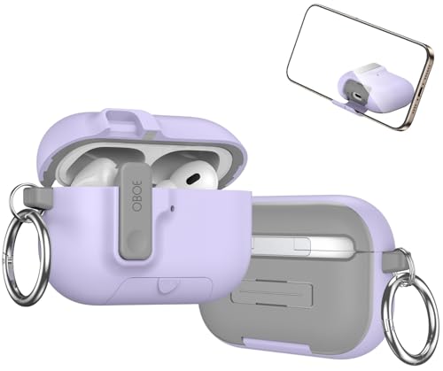 Image of Oboe Aegis Case 'Compatible with' Apple Airpods Pro 3 Case Full Protection Cover with Phone Stand, Magnetic Lock & Keyring (Lavender Purple) [AIRPODS & Charging CASE NOT Included]