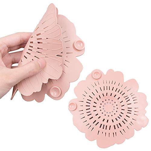 Daily Treasures 4Pack Drain Hair Catcher, Colorful Flowers Shape Drain Protector Covers With 1Pcs Cleaning Brush-Easy To Install And Clean Suit For Bathroom Bathtub And Kitchen #TOP4