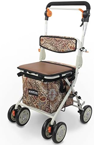 Mobiclinic®, Shopping Trolley with Seat, Mobility Walker, Model Coliseo, Foldable, Rollator, Steel, Trolley with Backrest, Shopping Trolley on Wheels, Bag Removable, Directional Locking