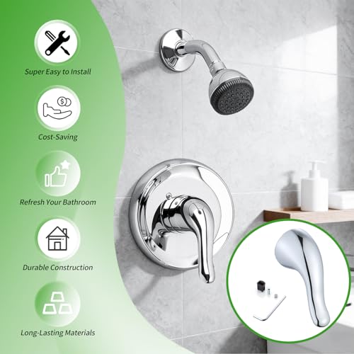 gcbcrit Shower Handle Replacement for American Standard M962160-0020A Lever Handle Kit, fit for Single Lever Pressure Balance Bath and Shower, Polished Chrome thumbnail 2