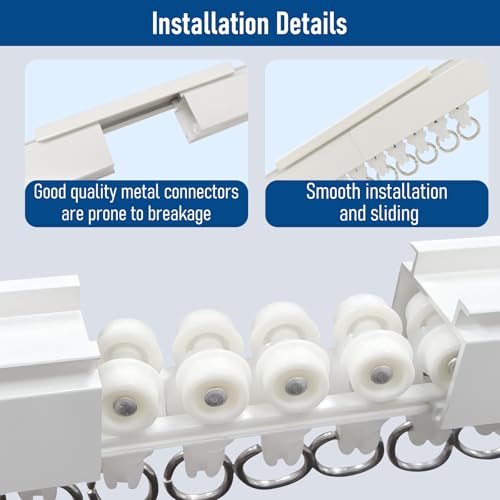 Room Divider Curtain Rods Track Ceiling Curtain Track or Wall 18 FT with Hooks Curtain Tracks White Suitable for Living Room Bedroom Bathroom by YMDparts - Image 5