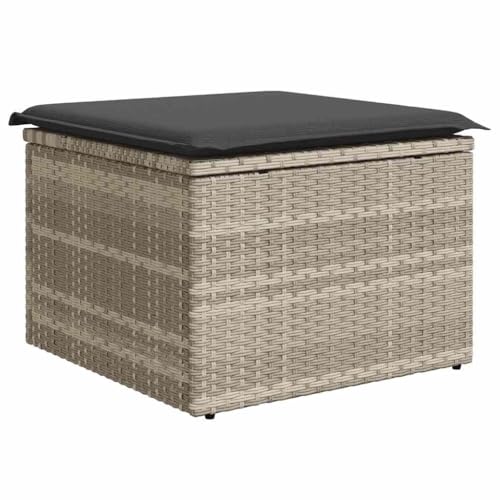 Canapé de jardin en polyrotin gris avec grands coussins confortables - 7