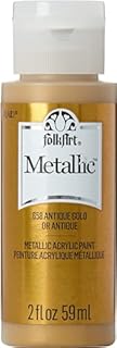 FolkArt K658 Metallic Acrylic Paint in Assorted Colors (2 oz), 6102, 2 Ounce Antique Gold