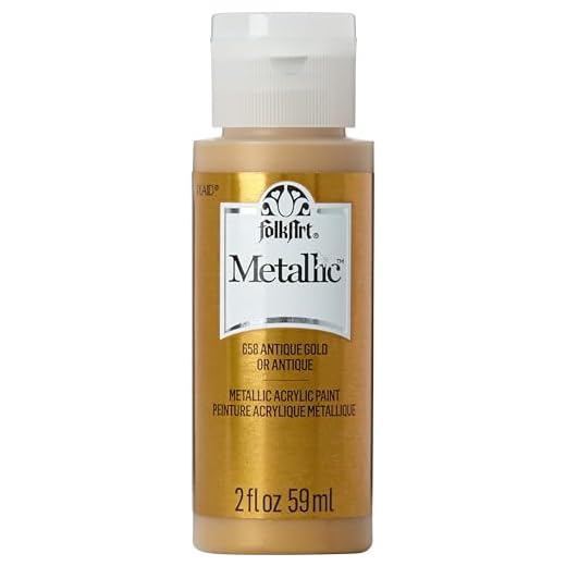 FolkArt K658 Paint Acrylic Metallic, 2 Fl Oz (Pack of 1), Antique Gold