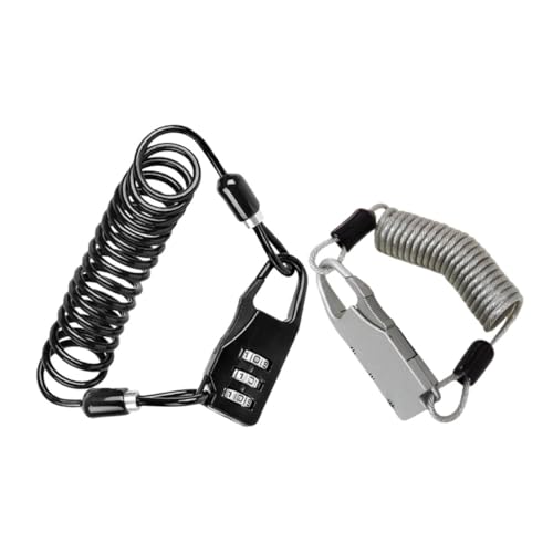 KESYOO 2個ヘルメット ロック 軽量コンパクト設計 頑丈ワイヤー式 バイク オートバイ対応 大型ヘルメット用盗難防止ロック