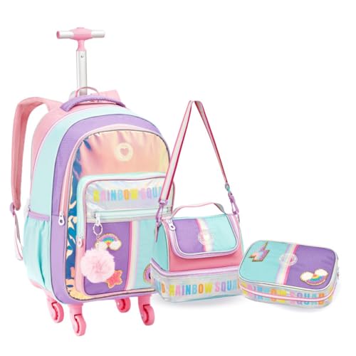 Kit Mochila Rodinha Love Colorida Com Pom Pom Escolar