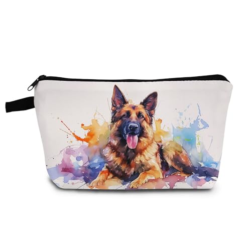 YULUENZE German Shepherd Makeup Bag Cute Small Organizer Bag with Zipper German Shepherd Puppy Print Cosmetic Bag Birthday Gifts for Dog Lovers Women Friends