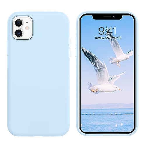 GUAGUA Compatible for iPhone 11 Case, iPhone 11 Liquid Silicone Phone Case, Slim Soft Thin Microfiber Lining Cushion Texture Cover Shockproof Protective Phone Case for iPhone 11 6.1'', Light Blue