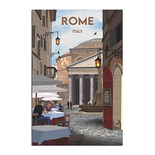 Targa in metallo con scritta in lingua inglese "Italy Roma Town Street", stile vintage, decorazione rustica, grotta, caffetteria, bar, camera da letto, decorazione da parete per la casa, 20 x 30 cm