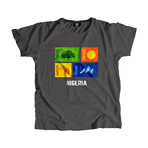 T-shirt Nigeria Seasons homme femme gris anthracite t-shirt coton unisexe