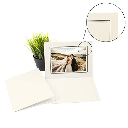 Golden State Art 5X7 Photo Folder Side Slip In - Acid Free - Great For Graduation Pictures, Wedding And Baby Photos, Parties, Events (Pack Of 50 Ivory With Black Lining) #TOP5