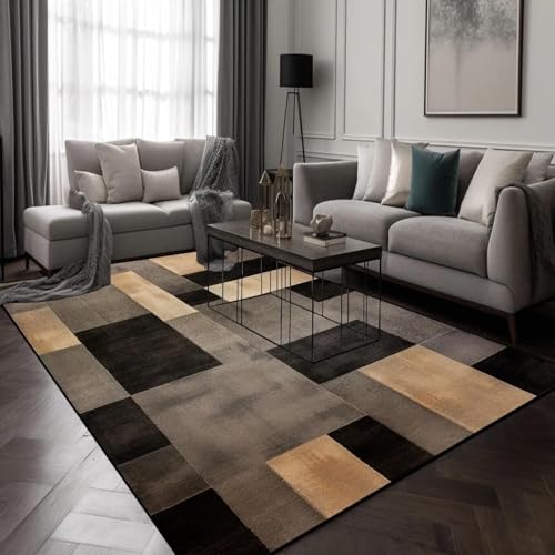 Tapis géométrique pour salon douillet : transformez l'espace canapé avec ce modèle lavable