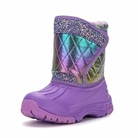 FUNCOO PLUS Kids Winter Wellies, Girls Boys Snow Boots, Warm Fleece Glitter Rain Shoes Size 13 UK Child