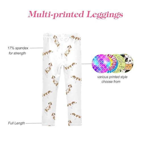 CaTaKu Girls Leggings Cute Spotted Dog Leggings for Girls Kids Athletic Workout Yoga Pants Size 4-10T4