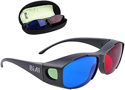 BIAL 2 Pack Red-Blue 3D Glasses with Case Glassese Cloth Cyan Anaglyph Simple Style 3D Movie Game- Extra Upgrade