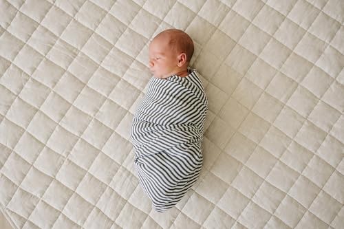 Image of Mebie Baby Vintage Green Stripes Muslin Swaddle, Modern and Neutral Blanket for Baby Girl or Boy, 0-3 Month, Comfy Wrap