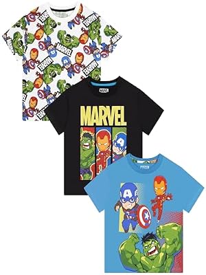 Marvel Camiseta Niño Pack de 3, Camiseta Niño Manga Corta con Iron Man, Hulk y Capitan America, Ropa de Niños Avengers 5-6 Años | Ya disponible en tu tienda friki favorita! En mundofriki.es! Marvel Camiseta Niño Pack de 3, Camiseta Niño Manga Corta con Iron Man, Hulk y Capitan America, Ropa de Niños Avengers 5-6 Años | Ya disponible en tu tienda friki favorita! En mundofriki.es!