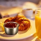 pzihao 5 szt. pojemnik na dressing do sałaty, 50 ml małe pojemniki ze stali szlachetnej, pojemniki na żywność, mini pojemniki na sos do dipsu z silikonowymi pokrywkami, szczelne, do przekąsek, dipsów