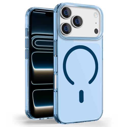 Image of GRIPP Aero Case Compatible with Mag-Safe for iPhone 17 Pro | 1.2mm Ultra-Slim, Anti-Yellowing, Anti-Slip Grip, Raised Edges, Scratch Resistant, Feather Light Transparent Tinted Back Cover - Blue